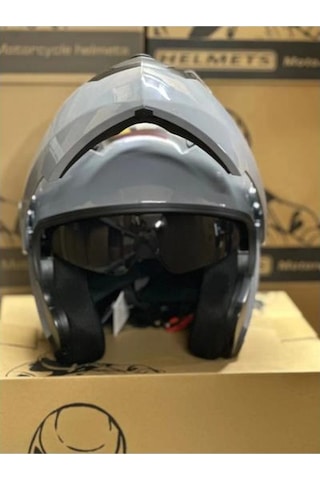 Jk-20 Jk115 Çeneli Motosiklet Kaskı Güneş Gözlüklü Cemet Grey Desen L Beden