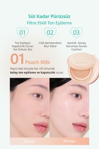 Peripera Filter Fit Milk Tone Up Cushion 01 Peach Milk