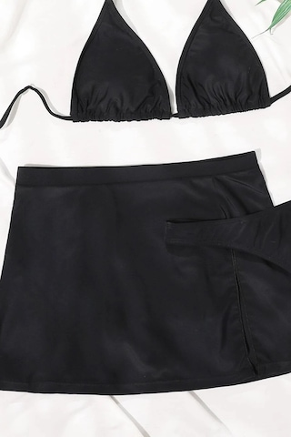 Angelsin Şık Yırtmaçlı Deniz Eteği Etek Siyah