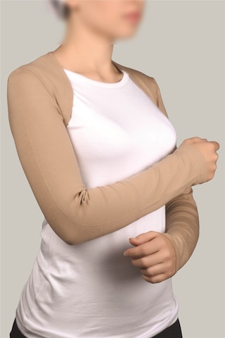 Altobeh Uzun Kollu Kadın Tesettür İçe Giyilen Bolero - Koyu Bej Çok Renkli