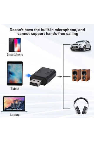 Usb Bt 5.0 Handsfree Kablosuz Verici Alıcı Stereo Ses Adaptörü Da