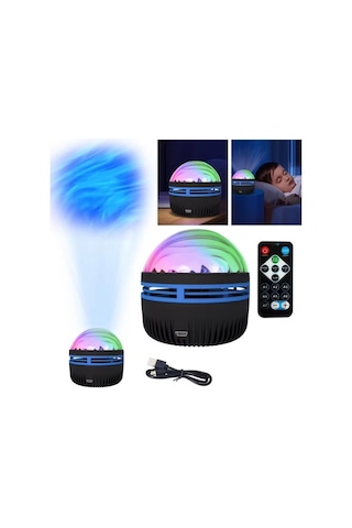 Mighty Kuzey Işıkları Yansıtmalı Kumandalı Dönen Projeksiyon Led Işık Gece Lambası - Çocuk Bebek Odası Siyah 80522569