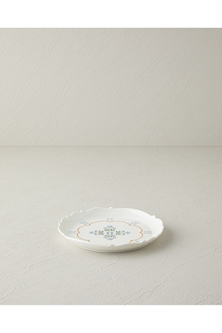 Retro Paisley New Bone China Pasta Tabağı 18 Cm Beyaz - Mavi