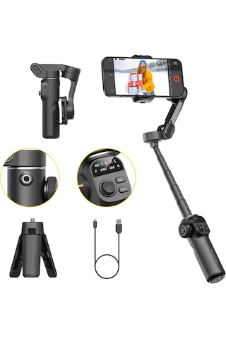 Akıllı Telefon Gimbal Stabilizer - 3 Eksen Video Sabitleyici - Vlog Kamera Stabilizer-tripod