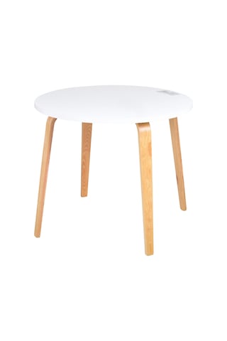 Vilinze Demre Yuvarlak Mdf Beyaz Sabit Mutfak Masası - Q90 Cm Naturel Beyaz
