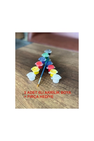 Akrilik Boya 6renk Firça Hediye 2 Set Beyaz-sarı-kırmızı-mavi-yeşil-siyah