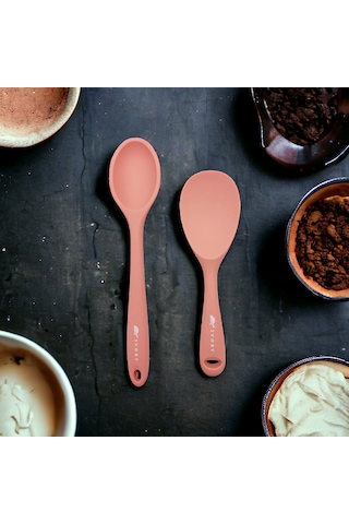 Sert Uçlu Isıya Dayanıklı Silikon Kaşık 28/22 Cm Somon