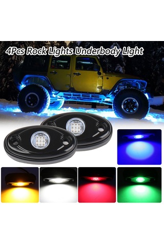 Shineyee 4 Adet Mavi 4 Ayağlı Led Taş Lambası - Jeep, Atv, Utv Ve Botlar İçin Su Geçirmez Araç Altı Aydınlatması