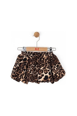 Nk Kids Kız Bebek Bel Lastikli Leopar Desenli Balon Etek-14791 Kahverengi
