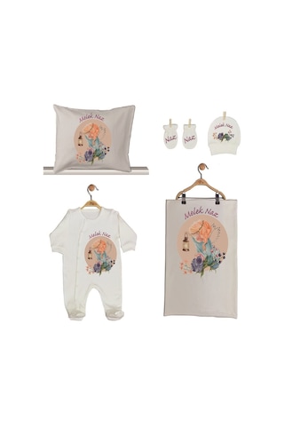 Pia Baby Gl 1930-02 İsme Özel Beşli Tulum Set Krem