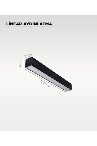 120 Cm Siyah Metal Kasa Lineer Aydınlatma 3200k Sarı Işık Siyah