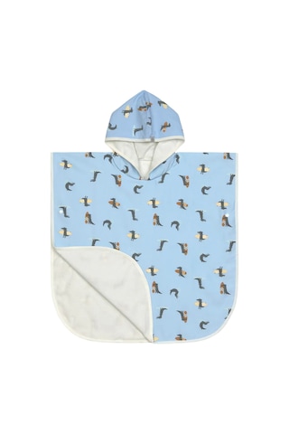 Lassig Uv Korumalı Plaj Çocuk Panço Crocodile Sky Blue Mavi