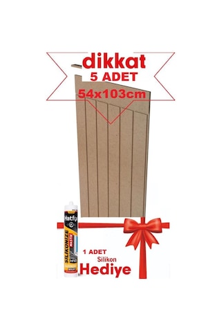 Dekoratif Duvar Paneli Boyanabilir Ahşap 6 Mm Ham Mdf Dekoratif Panel 5 Adet 54 X 103 Cm