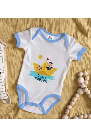 Bitmeyenkartus Bk Kids Kişiye Özel Mavi Bebek Body Zıbın - Model 114 Çok Renkli