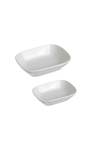 Gürallar Porselen 6+6 Ad 12 Ve 14 Cm Kare Kayık Kahvaltılık Mezelik Çerezlik 12 Parça Beyaz