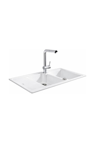 Nuevo Sonas 6 S Seramik Eviye 60 Cm 1,5 Gözlü Parlak Beyaz Çift Yönlü 304162 krom