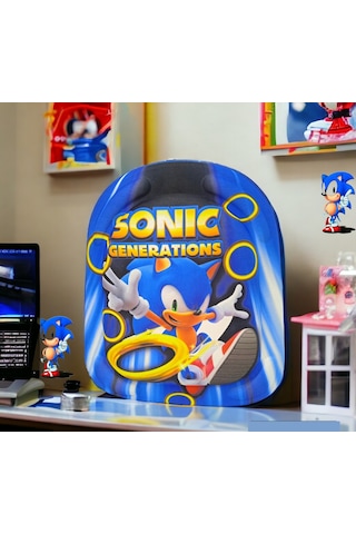 Sonic 3d Kabartmalı Anaokulu Kreş Ve Günlük Kullanım Çantası