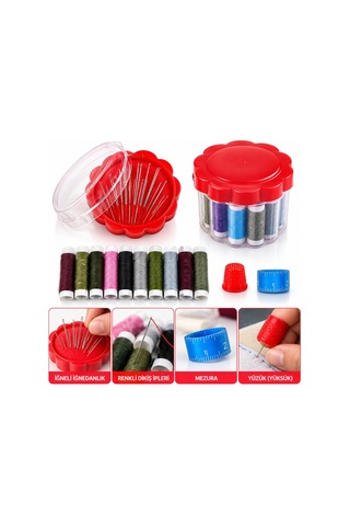 Mini Çantalı Dikiş Seti İplik Mezura İğne Dikiş Yüzüğü İçerikli Tamir Seti Bx-316942
