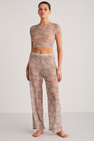 Yoland Kadın Desenli Yazlık Crop Turuncu Alt-üst Takım