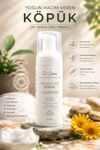 Saw Palmetto, Calendula & Yeşil Çay Özlü Yoğun Hacim Veren Saç Köpüğü - 150ml