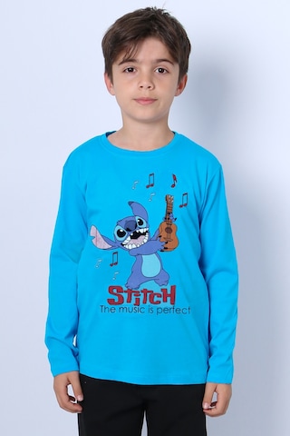 Erkek Çocuk Uzun Kollu Tshirt Karakter Baskılı Bisiklet Yaka E10 Turkuaz