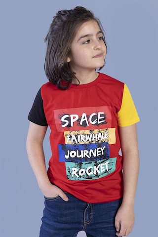 Toontoy Kids Toontoy Erkek Çocuk Kolları Garni Detaylı Baskılı Tişört Sarı
