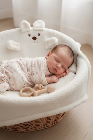 Beyaz Ayıcık Figürlü Peluş Bebek Battaniyesi Çok Renkli