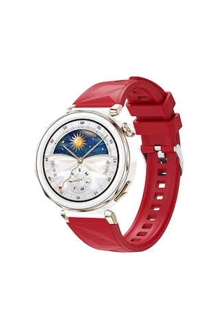 Butam Bilişim Huawei Watch Gt5 Pro 42mm Uyumlu Krd-129 Silikon Kordon Strap Kayış-kırmızı