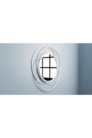 Halkalı Model Metal Dekoratif Duvar Aynası Beyaz