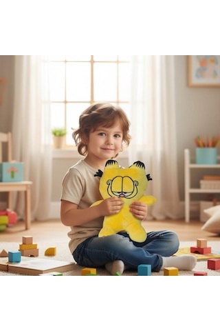 2li Paket Garfield Peluş Oyuncak 24 Cm Yumuşak Uyku Arkadaşı Yastık Peluş Karakter Figür Seti 2 Adet Sarı