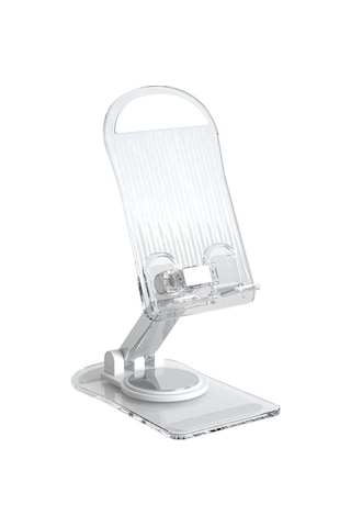 Soulader İphone Uyumlu 16 Serisi İçin Premium Akrilik Telefon Tutucu - Masaüstü Stand Ve Tablet Braketi - Şeffaf Beyaz Tasarım Beyaz