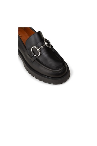 Deery Kadın Hakiki Deri Siyah Tokalı Loafer - 02037zsyhe01