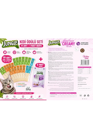 Jungle Kedi Ödülü Avantaj Seti 19'lu Creamy Stick + Crunch Strong Bones 60 Gr Tavuk Somon Ton Balıkl