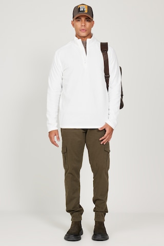 AC&Co / Altınyıldız Classics Anti-Pilling Tüylenme Yapmayan Bato Yaka Erkek Polar Sweatshirt Beyaz