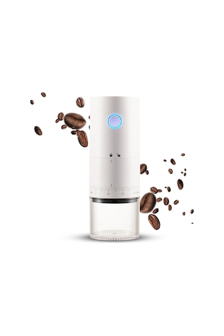 Ranyeek Portatif Seramik Öğütme Çekirdekli Kahve Değirmeni - 38 Ayar Kalınlık Regülasyonu, 25g Fincan, 120ml Toz Deposu, 1500mah Pil, Usb Şarj, Beyaz Beyaz