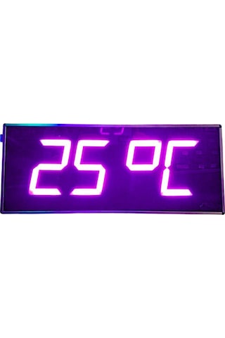 Dijital Led Duvar Ve Masa Saati Derece Ve Nem - Pembe Kasa Ölçüsü: 16x40 Cm