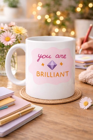 You Are Brilliant "sen Harikasın" Yazılı Porselen Kupa Model 149 Motivasyon Kupası Moral Veren K Mor