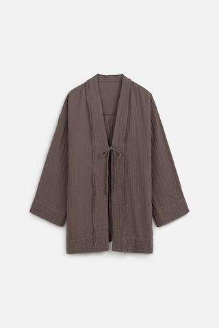 Müslin Geniş Kollu Kimono Gri Gri