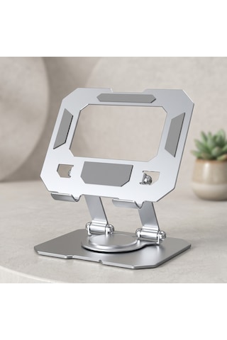 360 Dönebilen Katlanabilir Metal Tablet Standı Telefon Ve Tablet Uyumlu Masaüstü Tutucu