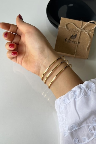 Gold Kaplama Düz 3 Lü Çelik Ajda Model Bilezik 65 Mm Gold