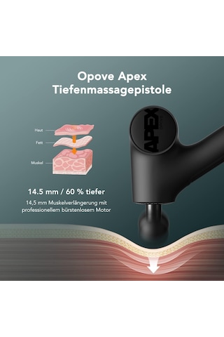 Opove Masaj Tabancası Masaj Tabancası Kas Masajı Derin Doku 14.5mm Elektrikli El Masajı Boyun, Sırt, Omuz Ve Kas Gevşetme Bacakları İçin Ergonomik Tasarım Apex Siyah