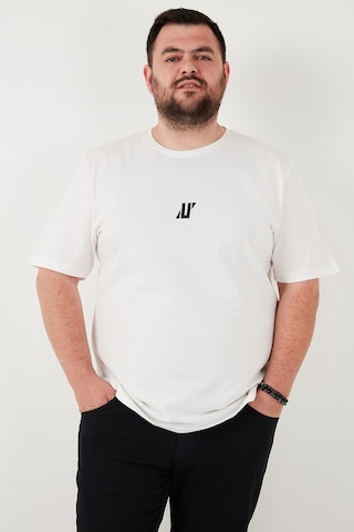 Buratti Pamuklu Regular Fit Bisiklet Yaka Büyük Beden Erkek T Shirt 5902753B Beyaz