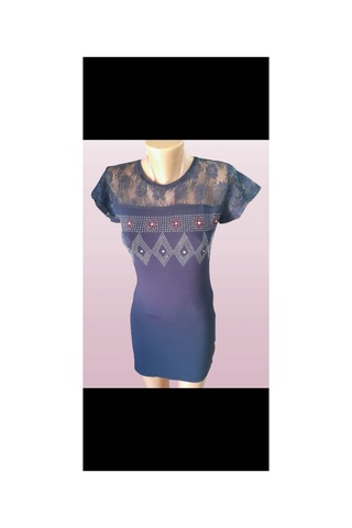 Sweetbeauty Dantelli Mini Elbise Lacivert Lacivert