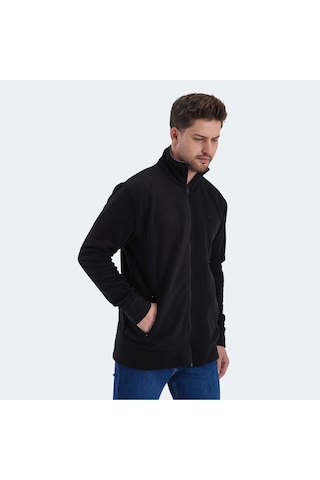 Slazenger KADMOS Erkek Fermuarlı Dik Yaka Cepli Siyah Polar