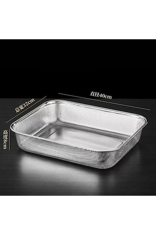 Gümüş Paslanmaz Çelik Makarna Sebze Meyve Süzgeç 32x40 Cm Inox