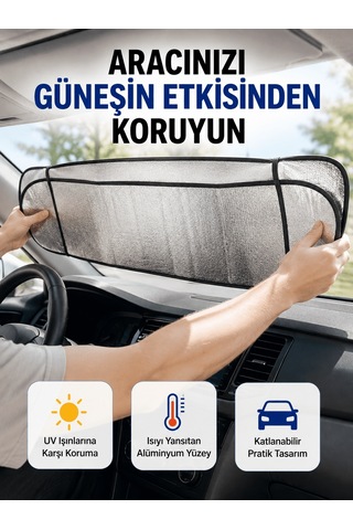 Lexroo Metalize Reflektör Yüzeyli Uv Koruyucu Araç Güneşliği Se