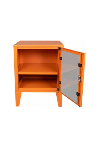 Alfafonet Ziglat Serisi Kilitli Metal Home Office Dolabı Cam Kapaklı Turuncu Ral 2004 450x600x450 Mm