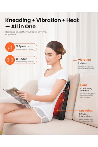 Comfıer Boyun Masajı, Shiatsu Masajı 4d Yoğurma Sırt Masajı, Boyun İçin Masaj Yastığı, Omuz Sırtı, Erkekler, Kadınlar, Anne, Baba İçin Hediyeler