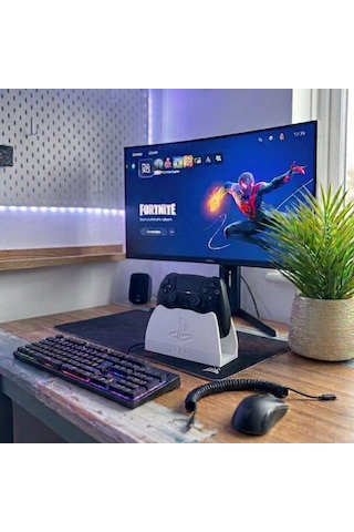 Ps5 Dualsense Premium Stand Masaüstü Oyun Kolu Tutucu - Şık Ve Minimalist Tasarım - Beyaz