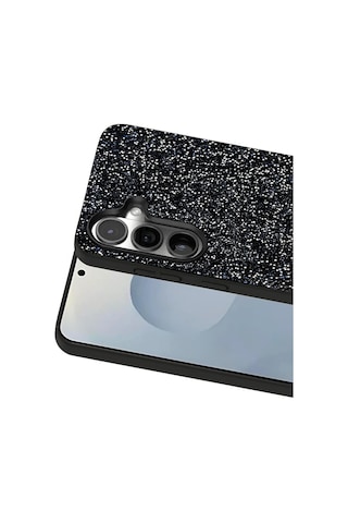 Onegif - 113 - Samsung Galaxy Uyumlu S25 Bright Simli Kapak - Glblseme - - Siyah Sıyah